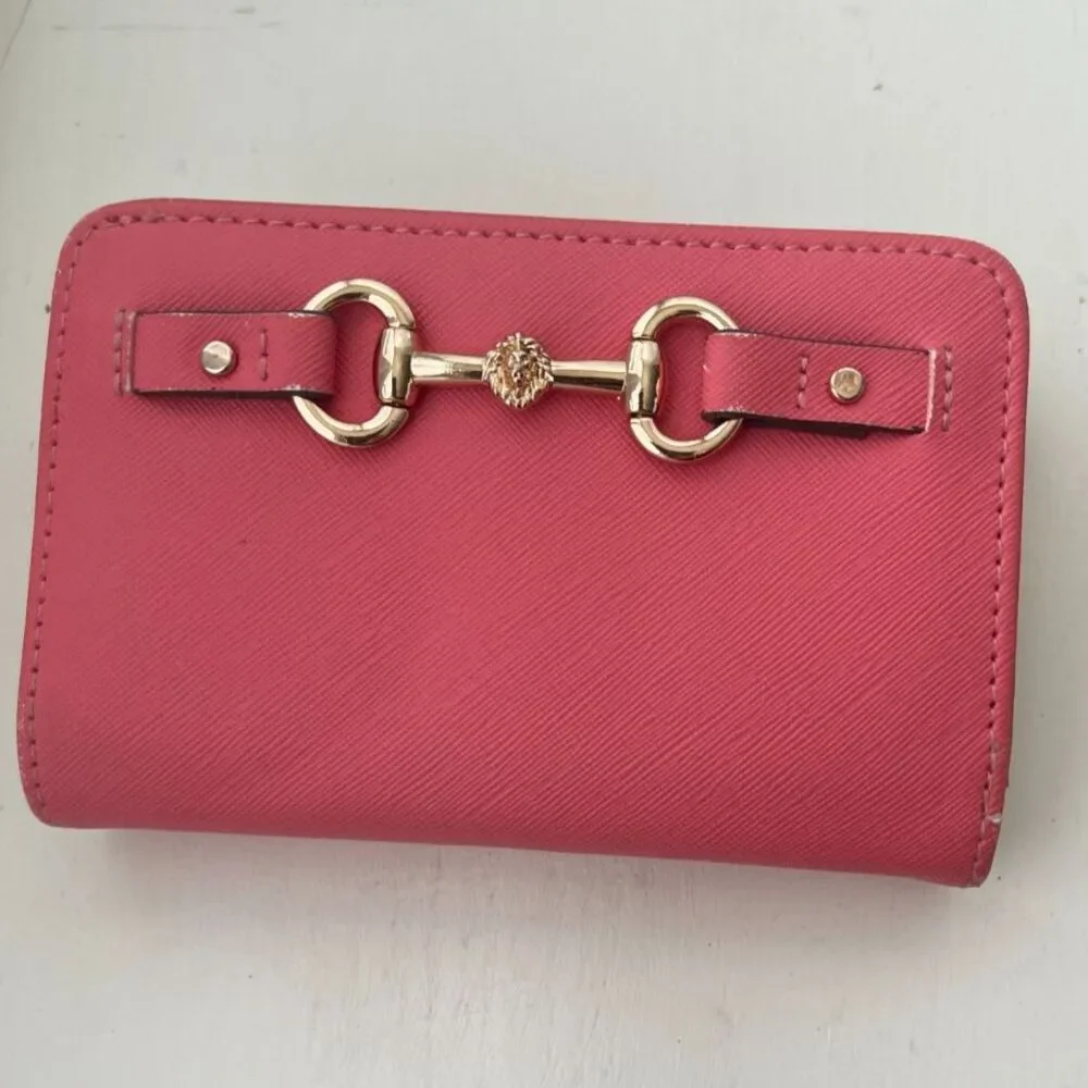 Vintage Anne Klein Horsebit Horse Bit Pink Bi Fold Ladies Wallet 5.5